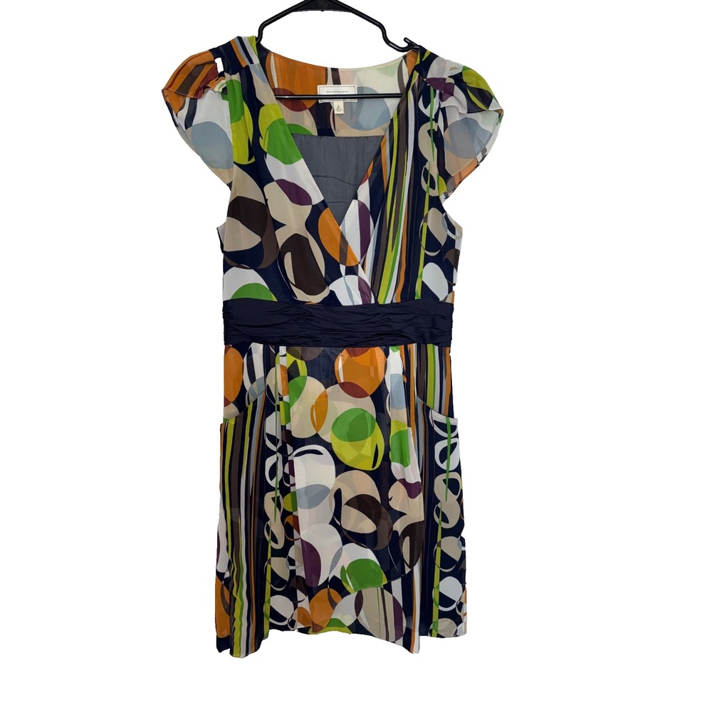 Anthropologie Moulinette Soeurs Abstract Geometric Print Dress Navy Multi Size 6